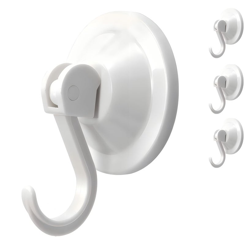 NL HOME Suction Cup Hooks for Bath or Shower, 4-Pack Wreath Hangers for Glass Front Door or Window, Universal Utility Hangers Set, White - Image 1